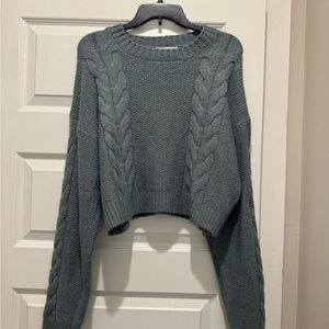 Double Zero Cable Knit Sweater - Blue Gray
